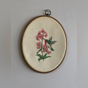 Vintage Dimensions "Hummingbird Duo" Handmade Cross-Stitch - Framed & Finished